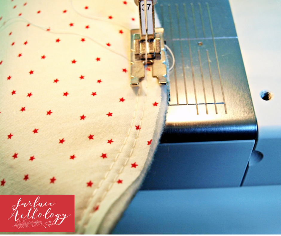 sew a double circle around fabric layers