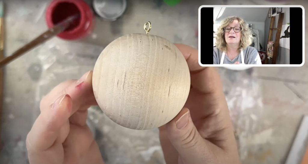 add eye hook to wood ball ornament