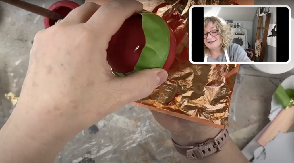 applying the leaf to ornaments