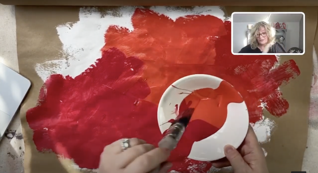 painting with red and orange chalk paint